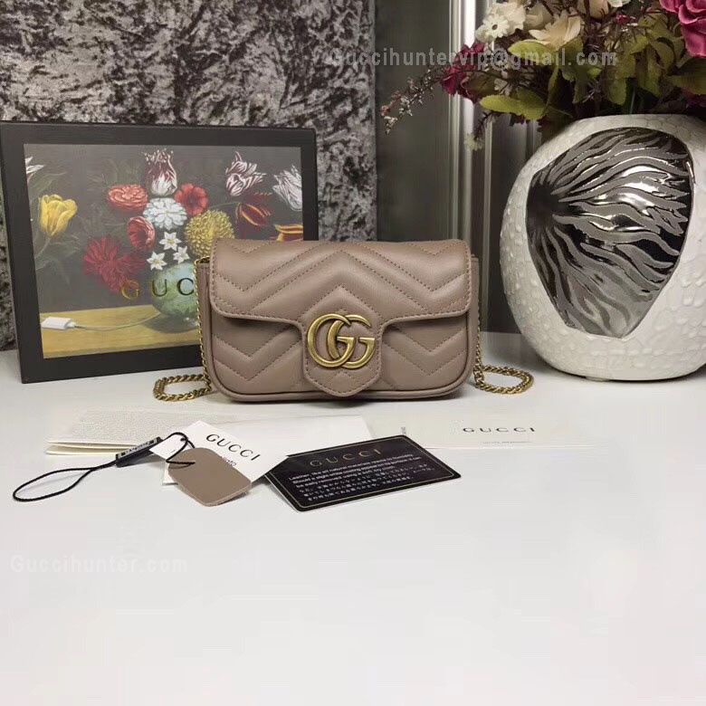 Gucci GG Marmont Matelassé Leather Super Mini Bag Coffee 476433
